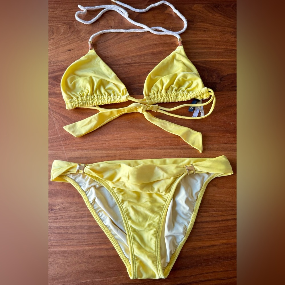 VIX by Paul Hermanny Yellow Bikini with leather/Cord detail